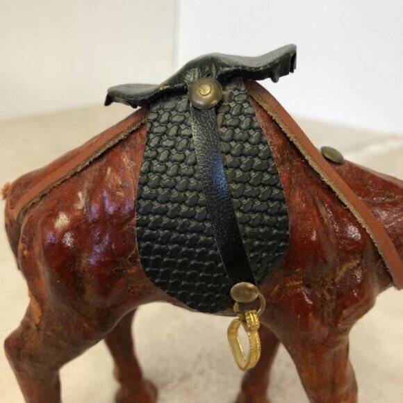 Vintage Handcrafted Leather Wrapped Camel Figurine - Picture 9 of 15